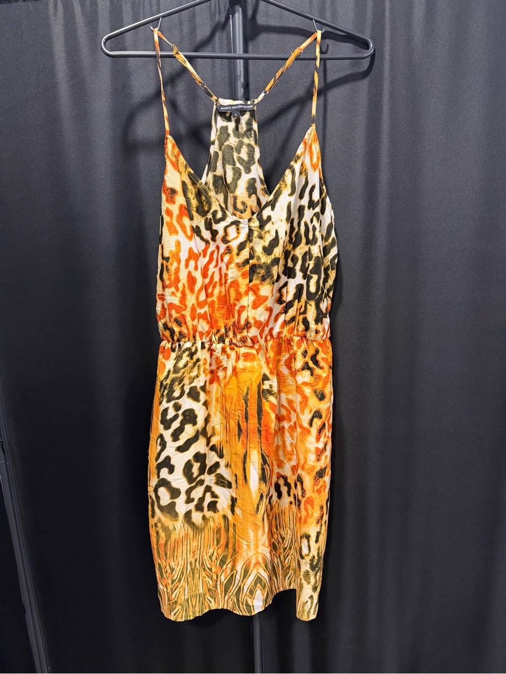 Walter Baker Orange & Tan Animal Print Slip Mini Dress